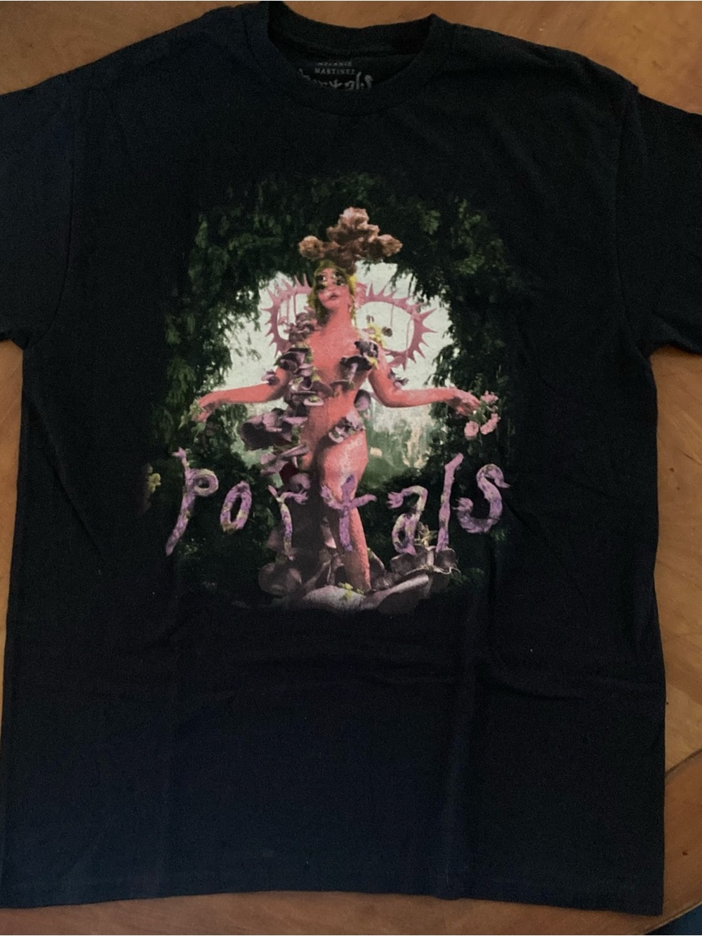M womenβs Melanie Martinez Graphic Tee with Pink Garden Motif